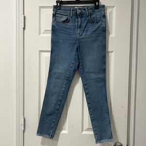 Free People We‎ The Free Blue Skinny High Rise Jeans - 30 Frayed Hem